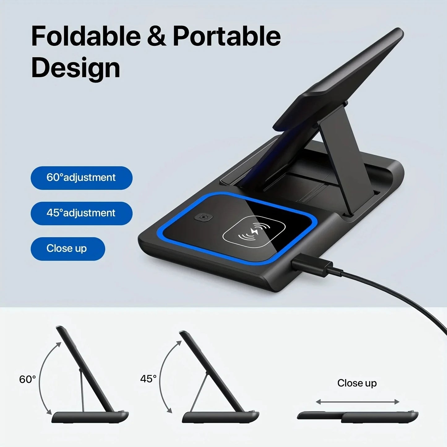 Wireless Charger iPhone Charging Station: 3 in 1 Charger Stand Multiple Devices for Apple - iPhone 15 14 13 12 11 Watch Airpods