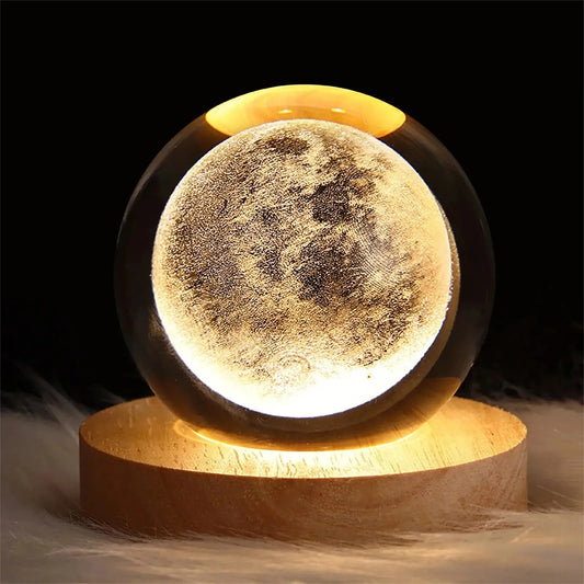 Glass ball lamp with galaxies